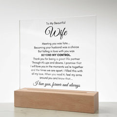 To My Wife Fate – Acrylic Square - Baker's General Store